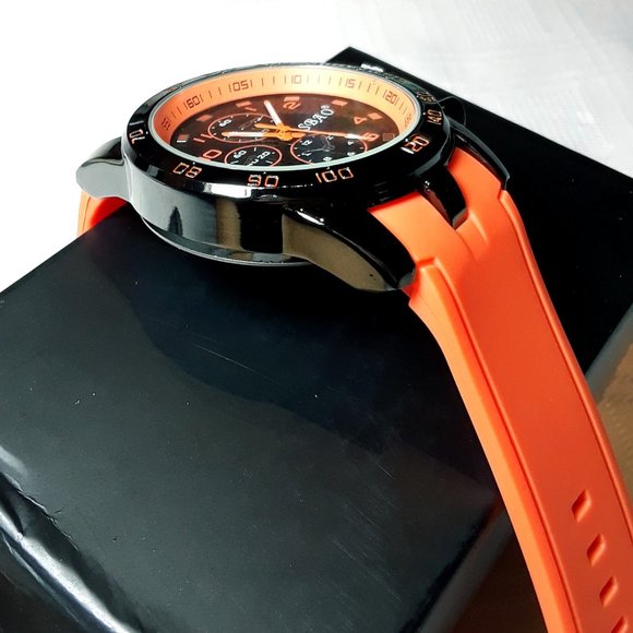 Mens SBAO Watch Analog Wrist Watch Stainless Steel Sport Fashion Orange NIB - Picture 4 of 16